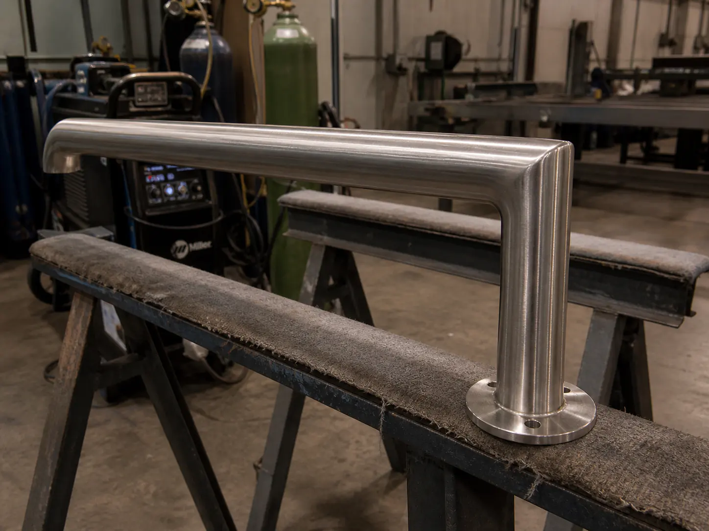 Handrail Assemblies — 3D-mitered handrails ready for stair and railing weldments.